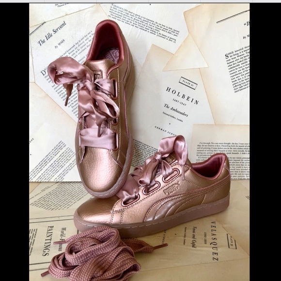Puma blush  Metallic Leathe Satin Lace Sneaker 8 - Picture 4 of 6